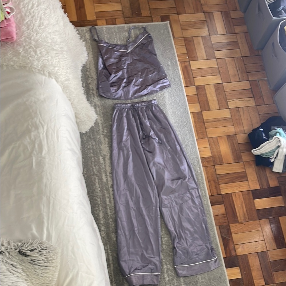 Purple Satin Pajama Set